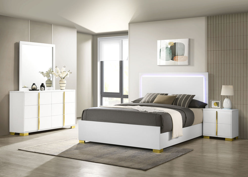 Marceline Bedroom Set with LED Headboard White