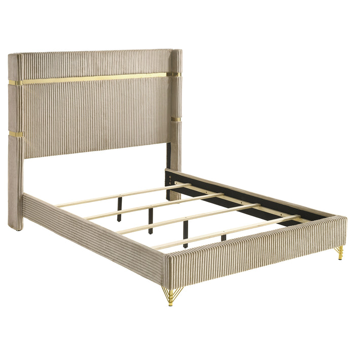 Lucia Eastern King & Queen Bed Beige & Grey