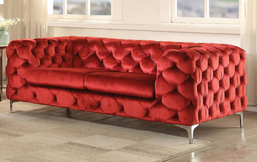 Acme Adam Loveseat in Red Velvet 52796 image