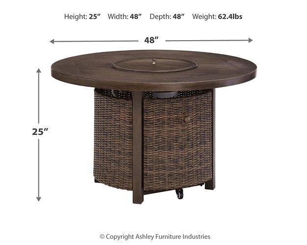 Paradise Trail Paradise Trail Fire Pit Table with 4 Nuvella Swivel Lounge Chairs