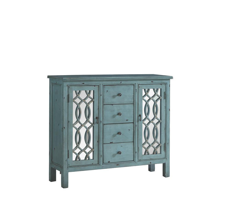 French Country Antique Blue Accent Cabinet