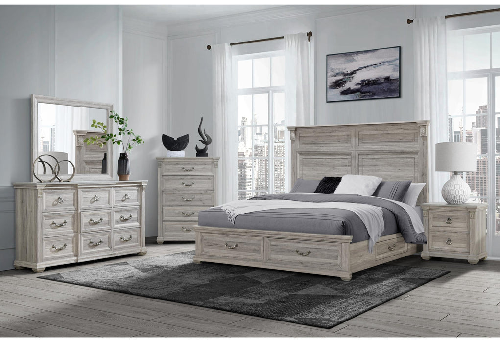 TATUM NATURAL KING BED GROUP WITH STORAGE