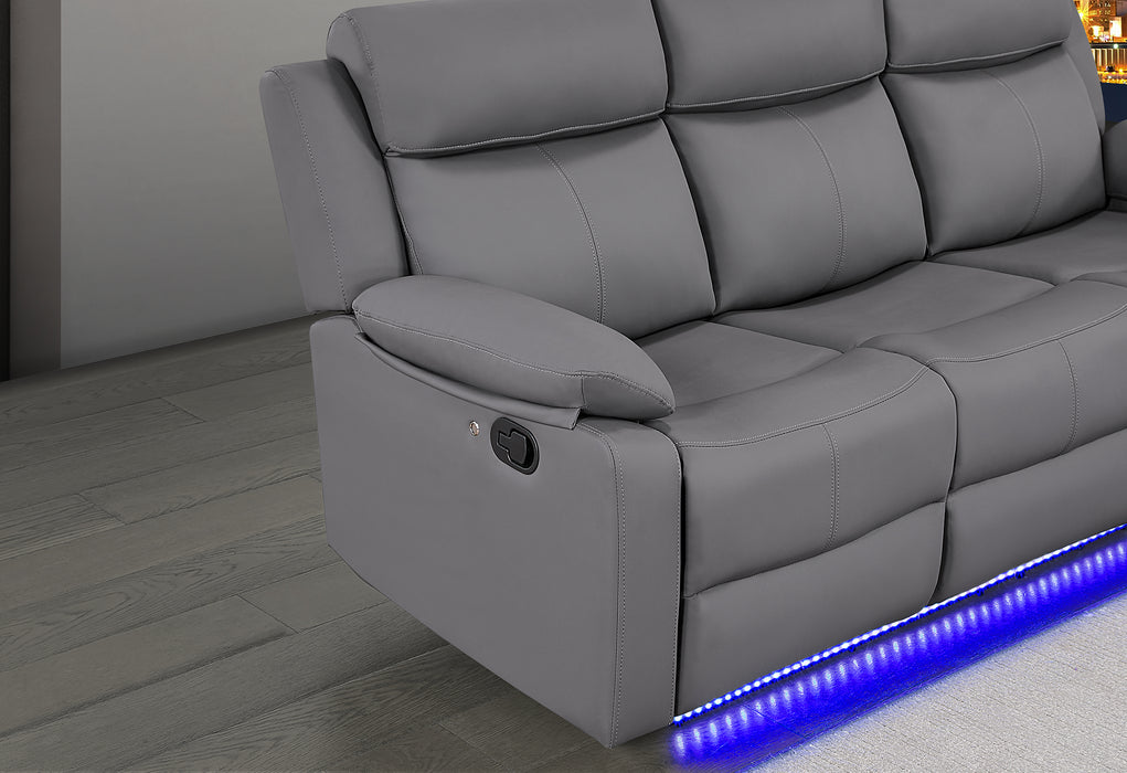 U6026 GREY 46A PU RECLINING SOFA/CONSOLE RECLINING LOVESEAT