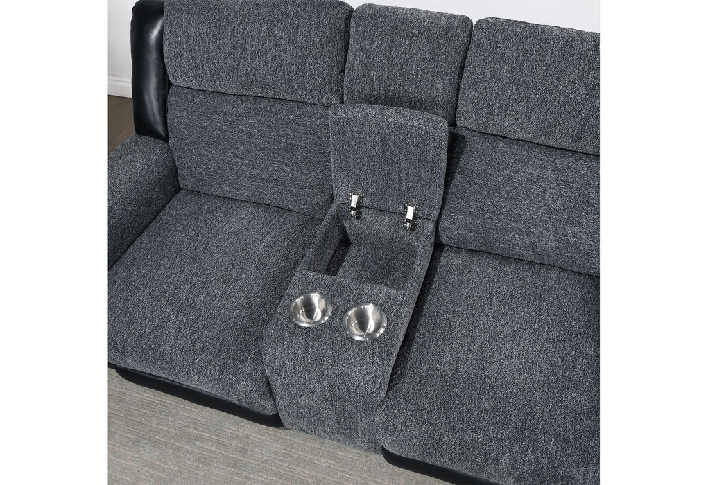 U5914/U5915 GREY/BLACK REC SOFA/CRLS W/IMMERSIVE SOUND & BLUE LED