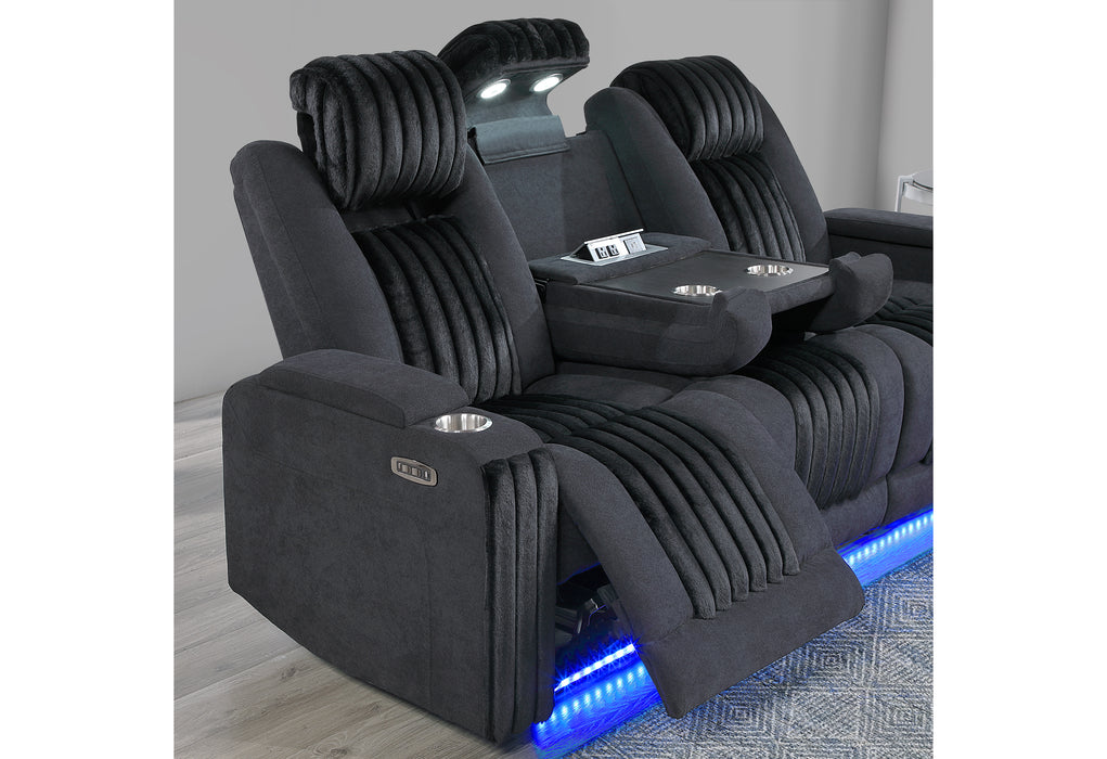 U8000 BLACK PWR REC SOFA/PWR CON REC LOVESEAT/PWR RECLINER W/PHR