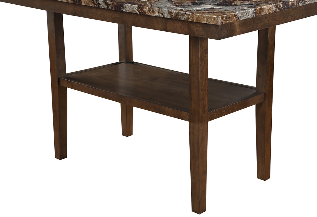 D4355 BROWN BAR TABLE WITH 8 BAR STOOLS