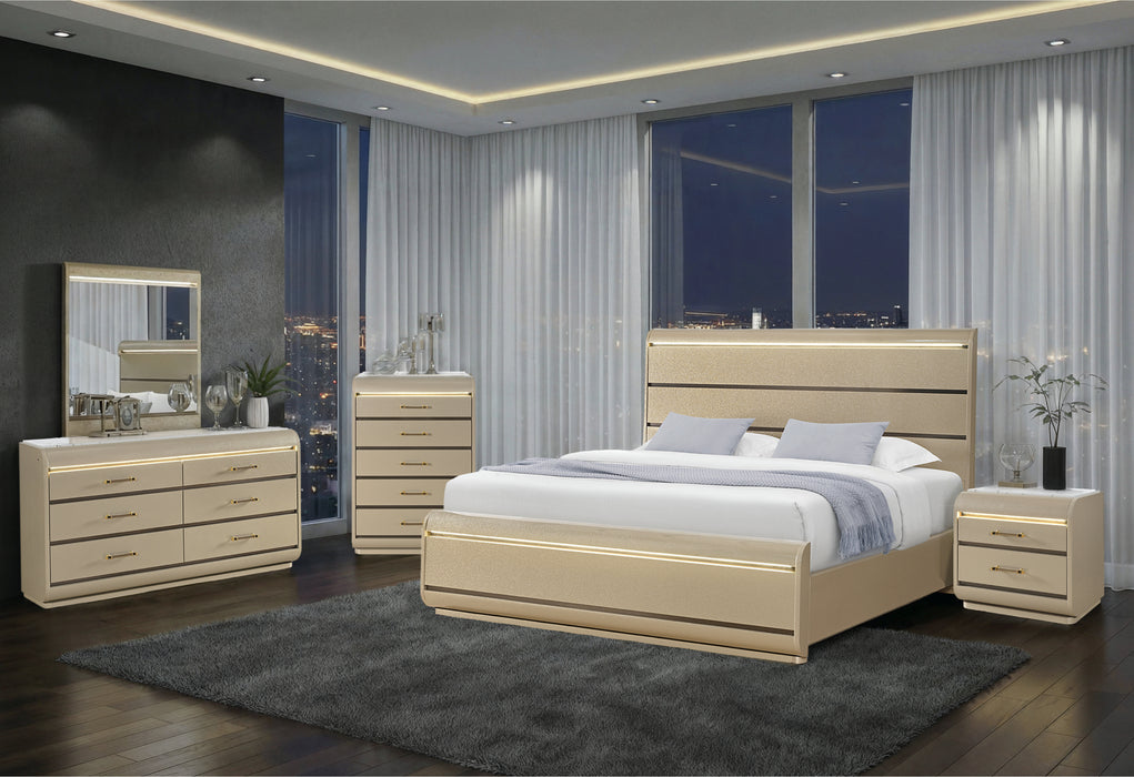GENESIS GOLD KING BED WITH LED